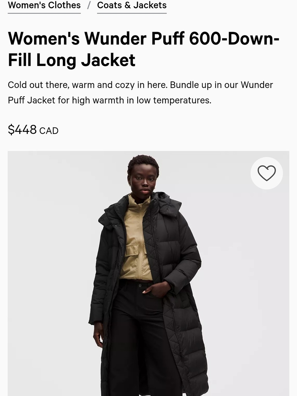 Wunder Puff 600-Down-Fill Long Jacket - Black